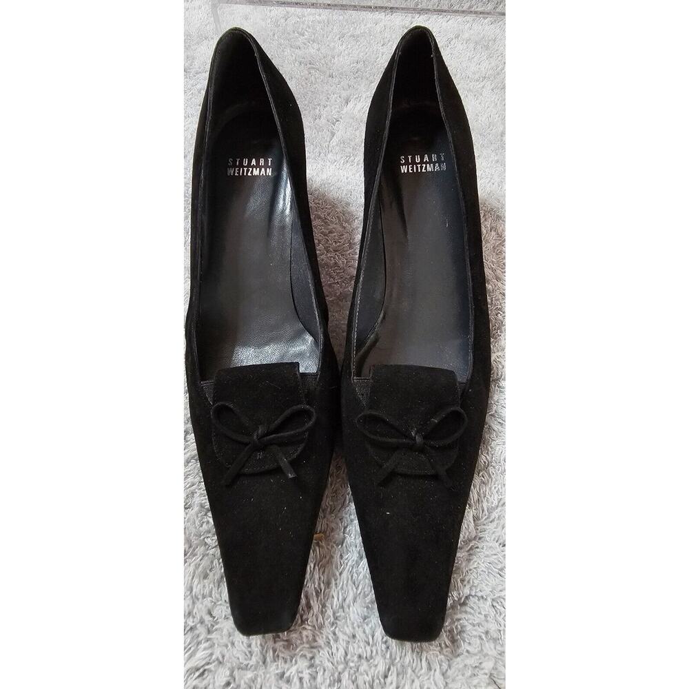NEW Circa Joan & David 8.5 Black Suede‎ Leather Kitten Heel Pumps Tassels Narrow